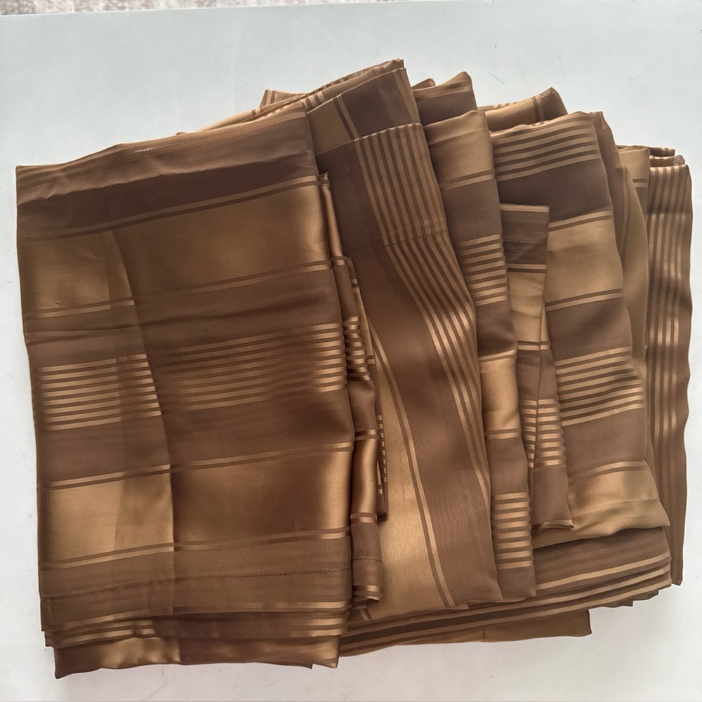 7x Cindy Crawford PRELUDE STRIPE SHEER Rod-Pocket gold Panel hudson brown 50x108